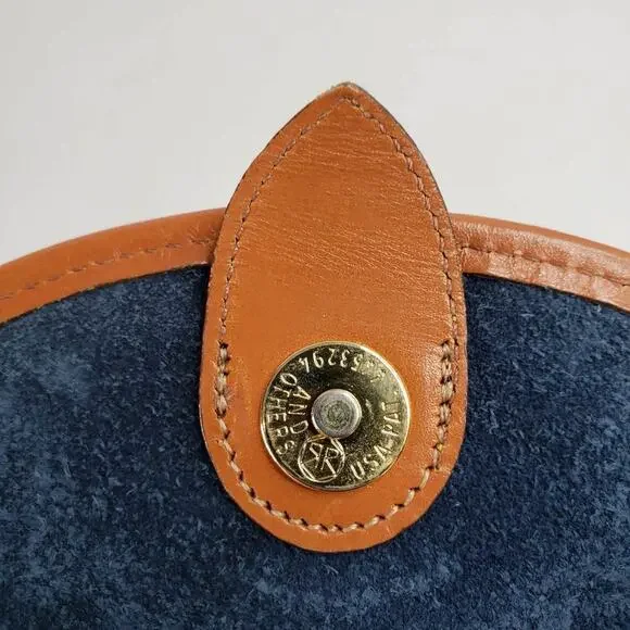 Vtg Dooney & Bourke All Weather Leather Equestrian Crossbody Saddle Bag Blue - Picture 5 of 10